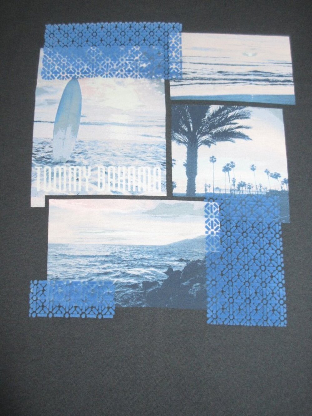 Men's Tommy Bahama SS Board In Paradise Tee Shirt Coal Black Grey Size Small NWT - Picture 5 of 7